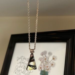 Statement Necklace glass art long braided silver